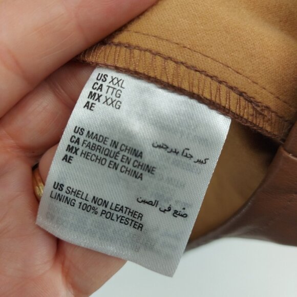 KIT  SKY Faux-Leather Puff-Sleeve Button-Down Pleated Dress Brown Size XXL - Picture 10 of 10